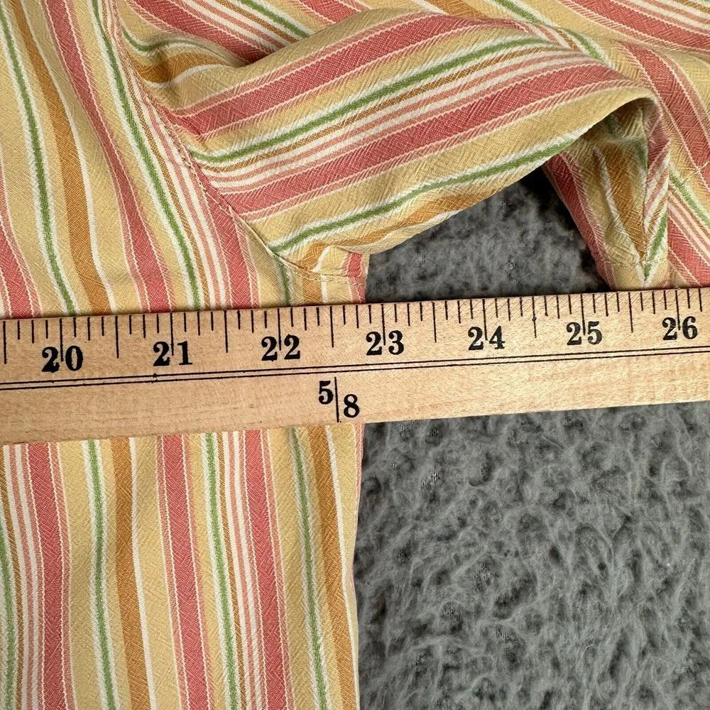 Tommy Bahama Silk Camp Shirt Men's Large Pastel Striped Silk‎ Button Up